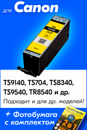 Картридж для Сanon PIXMA TS9541C, TS9540, TS704 (PGI-480PGBK XXL) Pigment Black0