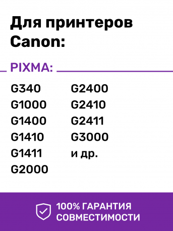 Чернила для Canon PIXMA G1400, G2400, G2410 и др (GI-490), Black (Черный), 135 мл1